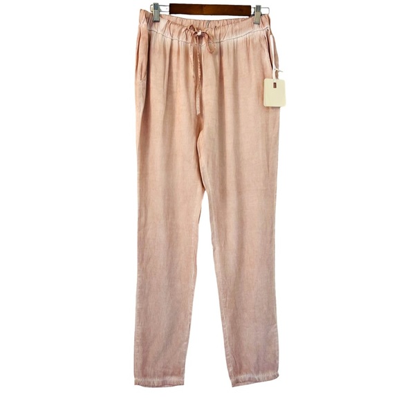 G.RICCERI Drawstring Flowy Lounge Pants in Blush Pink Size S - Picture 2 of 7